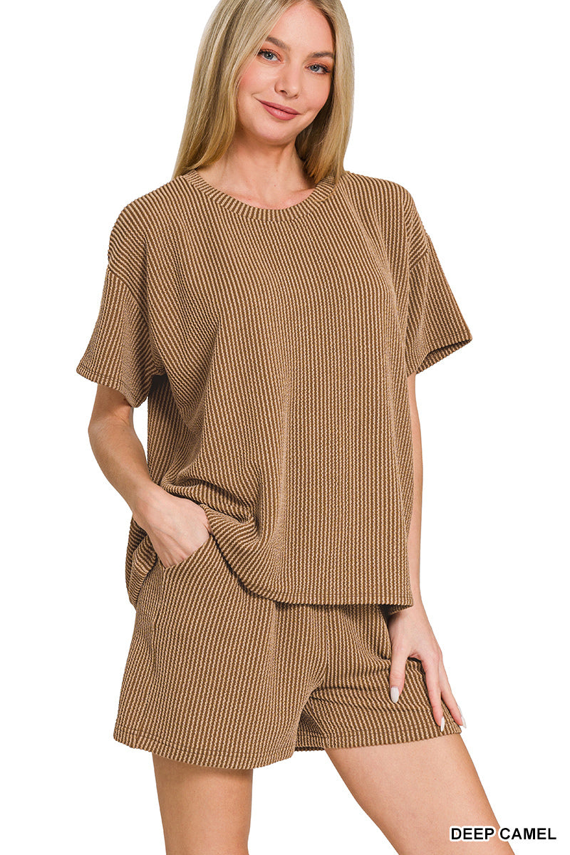 CORDED RIB SHORT SLEEVE TEE & SHORT PANTS SET