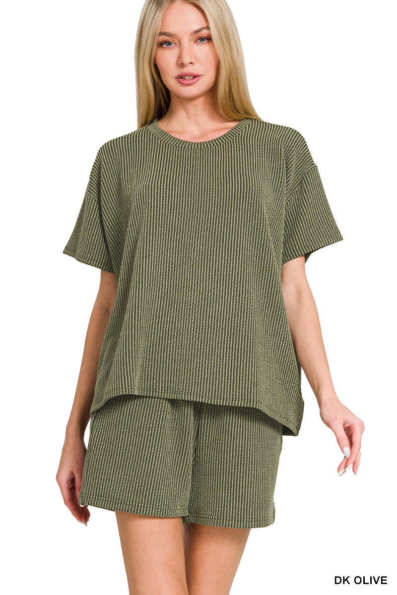 CORDED RIB SHORT SLEEVE TEE & SHORT PANTS SET