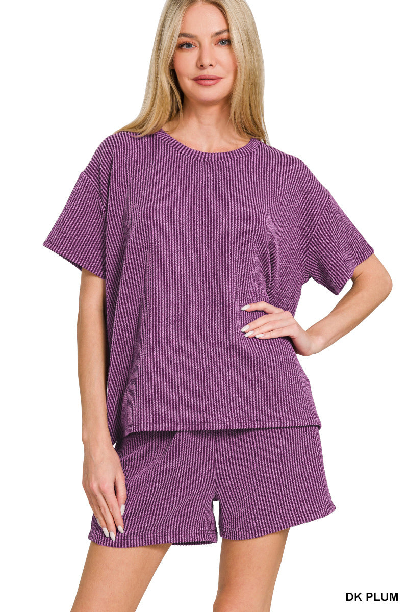 CORDED RIB SHORT SLEEVE TEE & SHORT PANTS SET