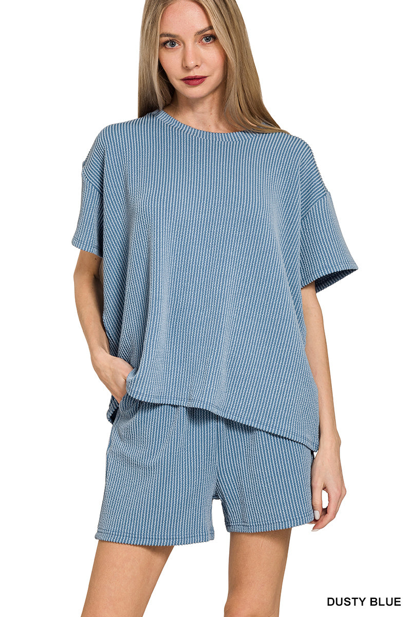 CORDED RIB SHORT SLEEVE TEE & SHORT PANTS SET