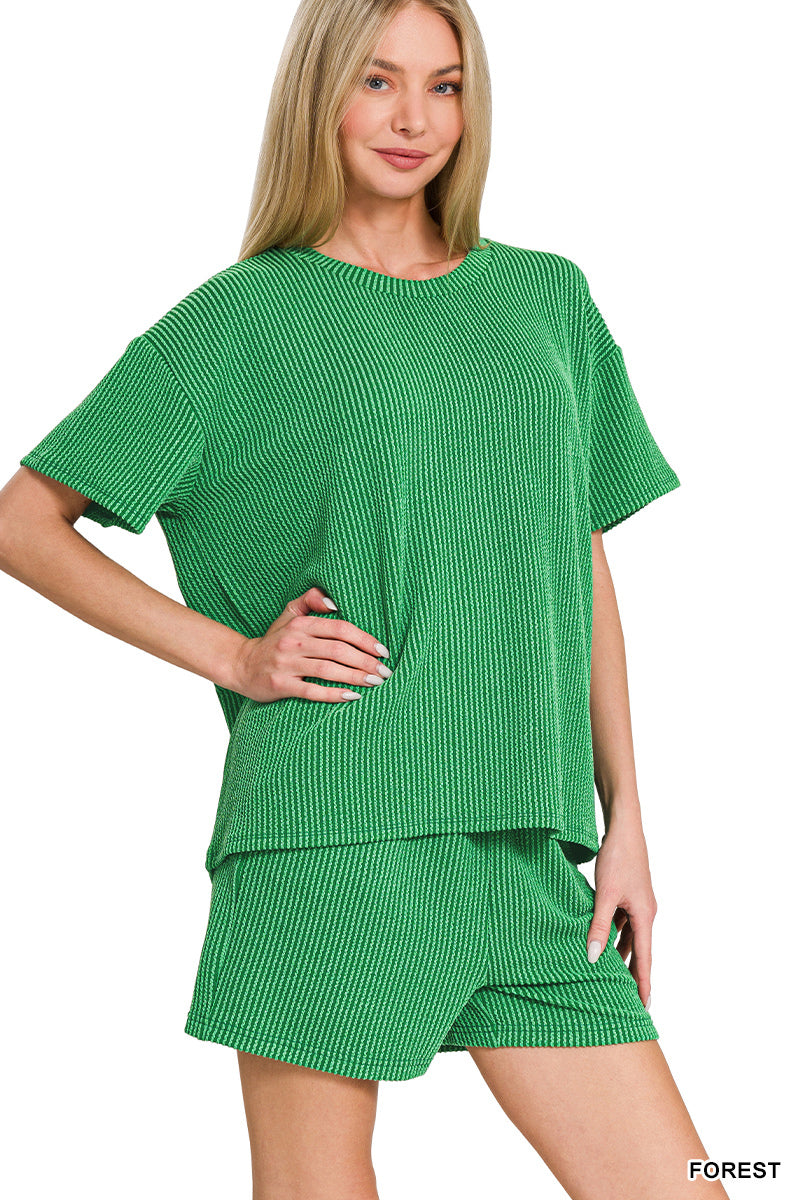 CORDED RIB SHORT SLEEVE TEE & SHORT PANTS SET