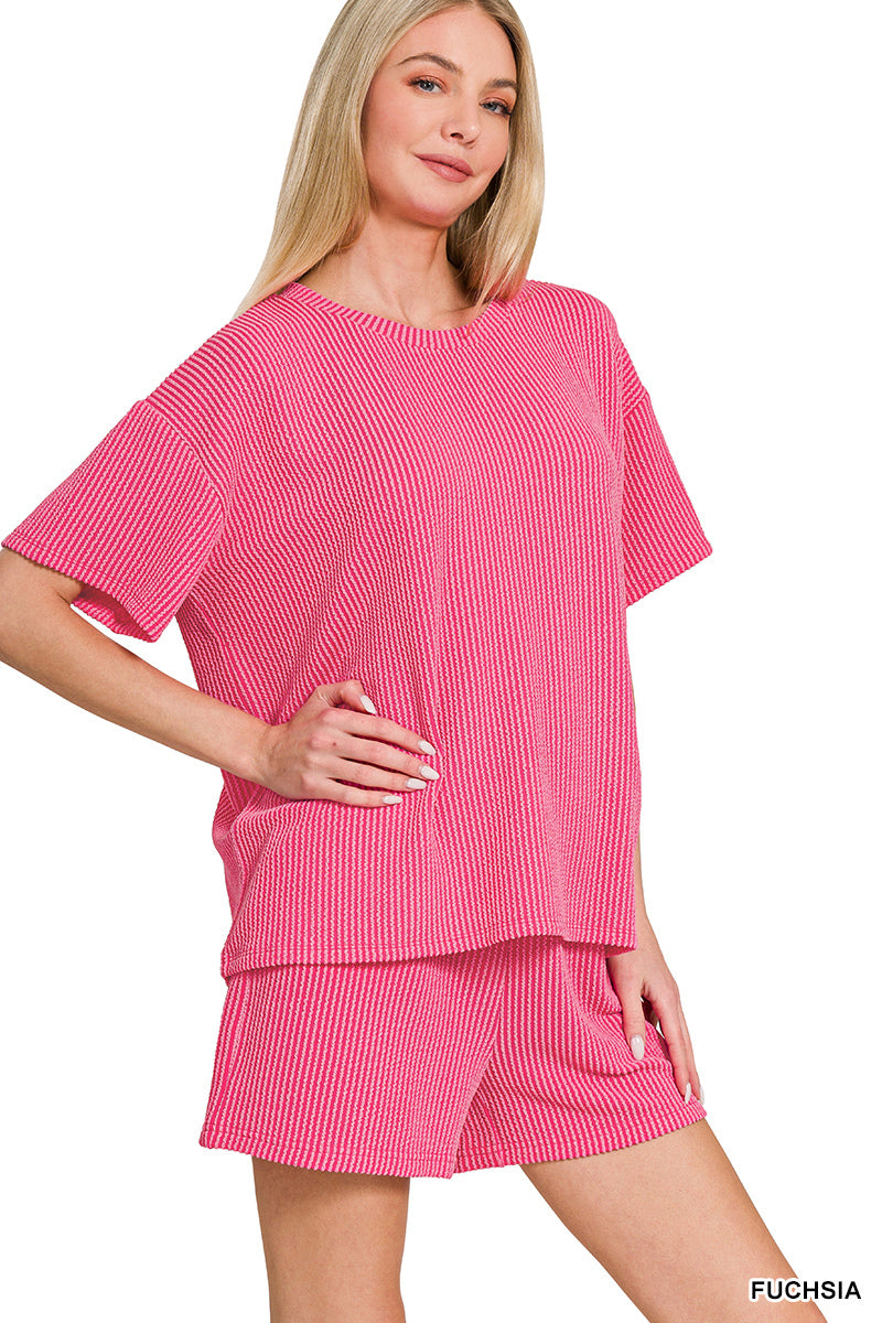 CORDED RIB SHORT SLEEVE TEE & SHORT PANTS SET