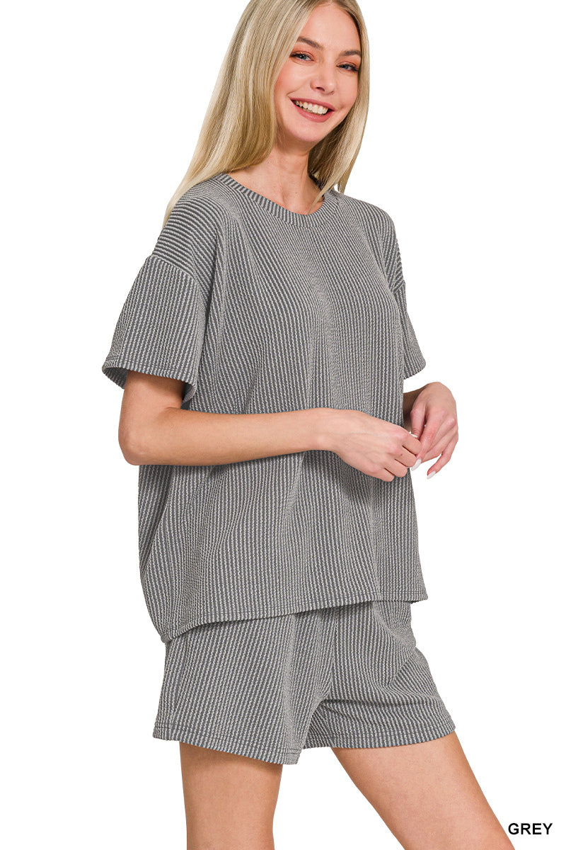 CORDED RIB SHORT SLEEVE TEE & SHORT PANTS SET