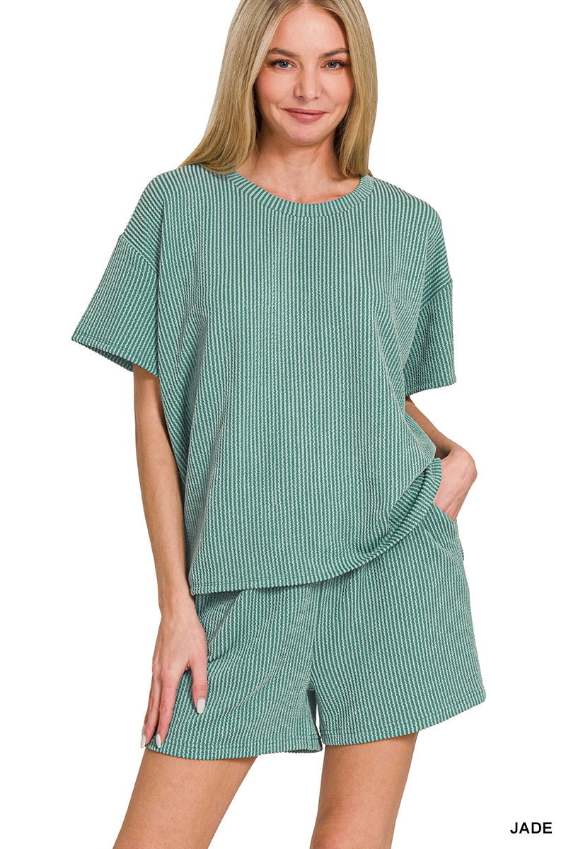 CORDED RIB SHORT SLEEVE TEE & SHORT PANTS SET