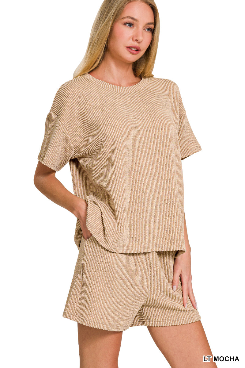 CORDED RIB SHORT SLEEVE TEE & SHORT PANTS SET