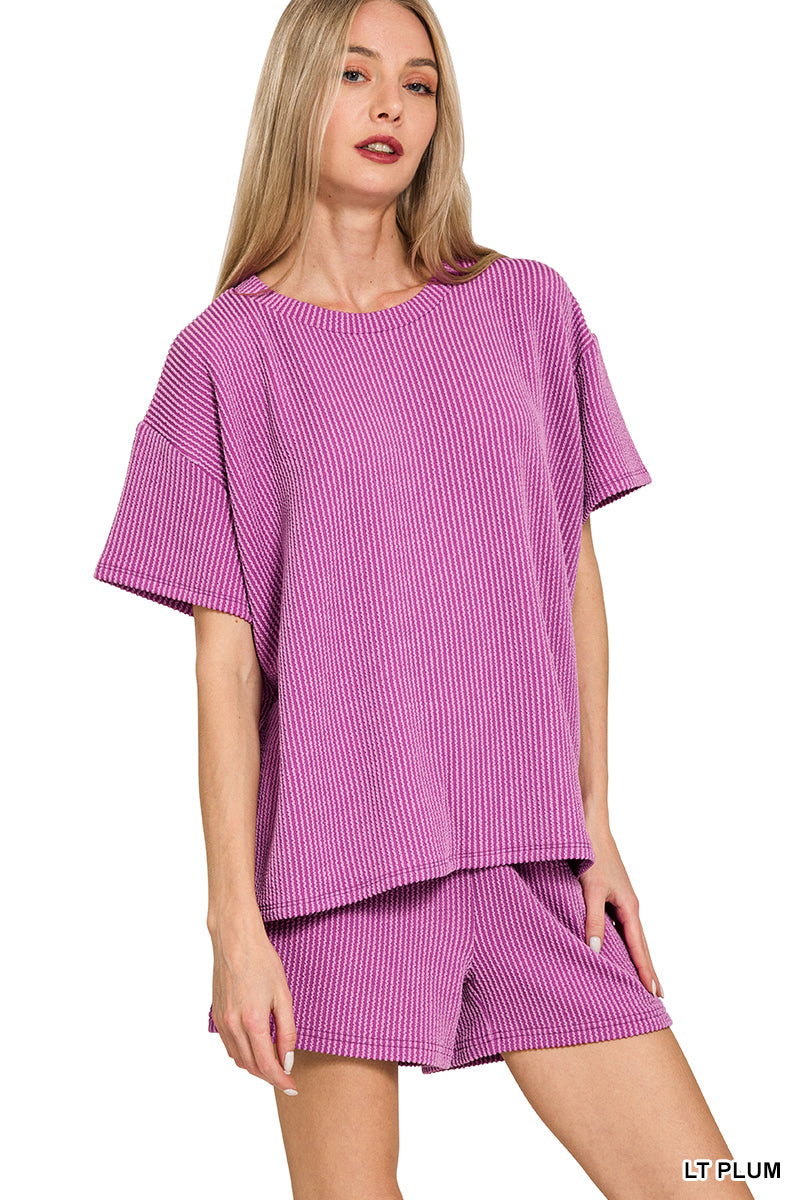 CORDED RIB SHORT SLEEVE TEE & SHORT PANTS SET