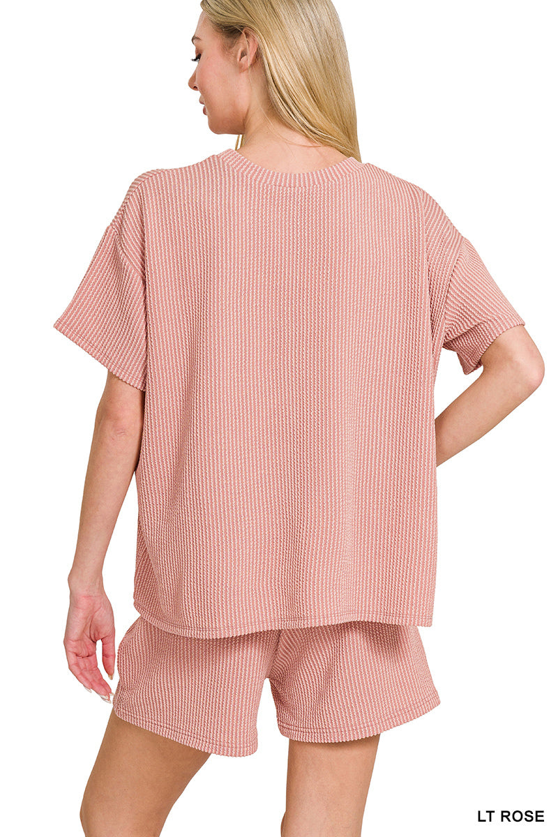 CORDED RIB SHORT SLEEVE TEE & SHORT PANTS SET