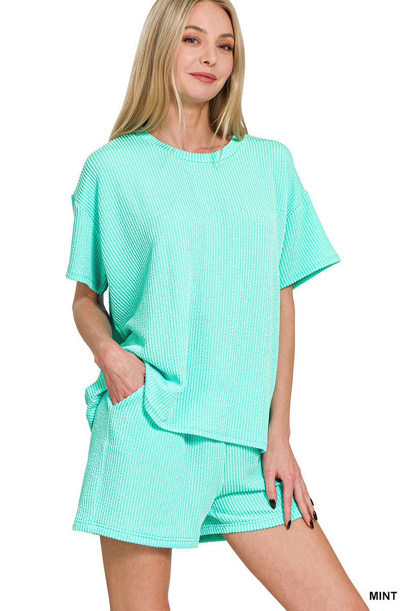 CORDED RIB SHORT SLEEVE TEE & SHORT PANTS SET