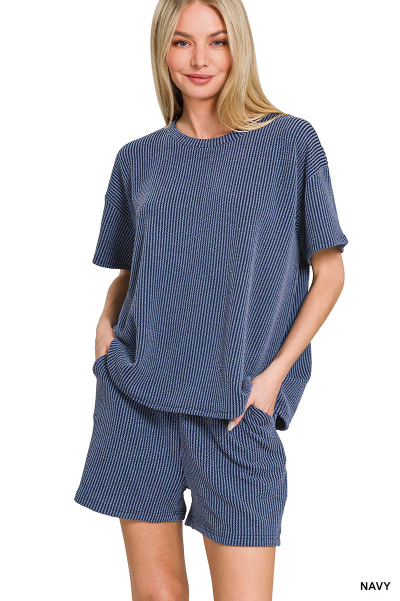 CORDED RIB SHORT SLEEVE TEE & SHORT PANTS SET