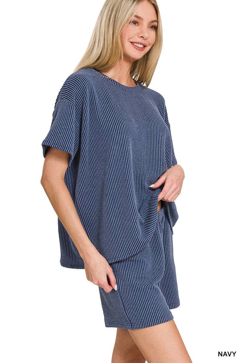 CORDED RIB SHORT SLEEVE TEE & SHORT PANTS SET