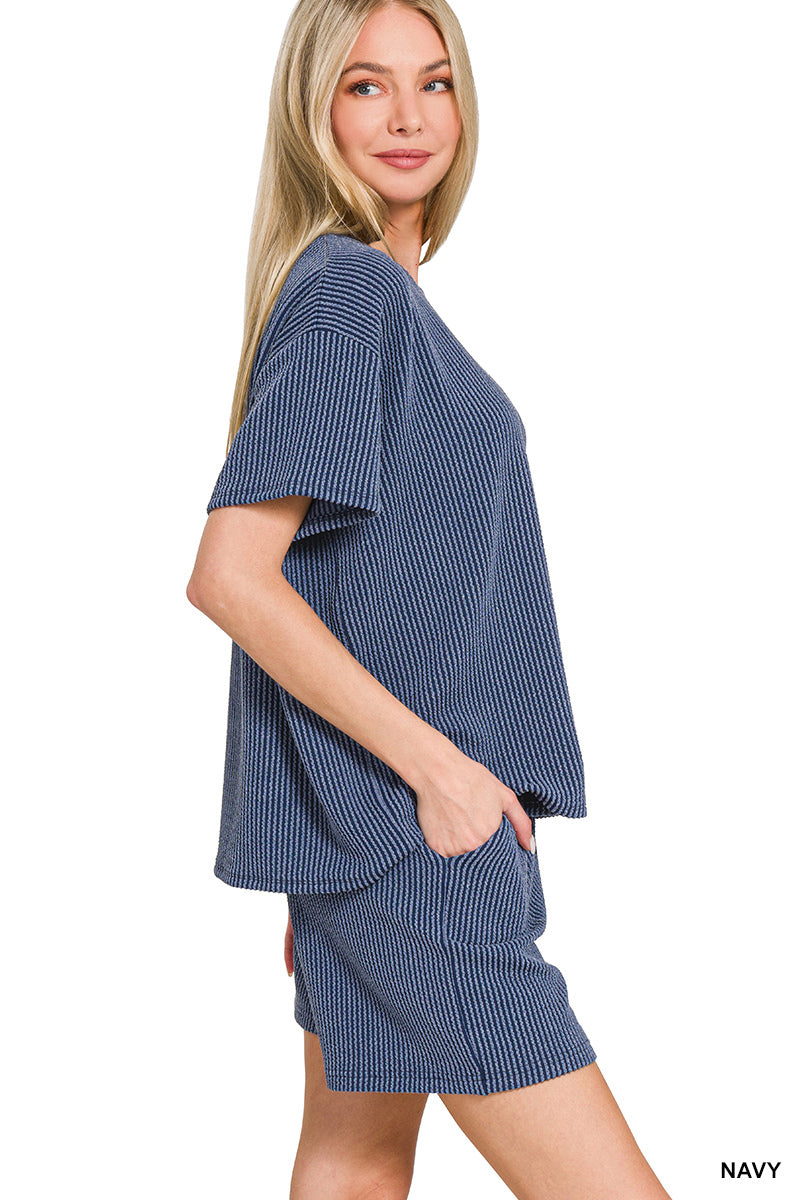 CORDED RIB SHORT SLEEVE TEE & SHORT PANTS SET