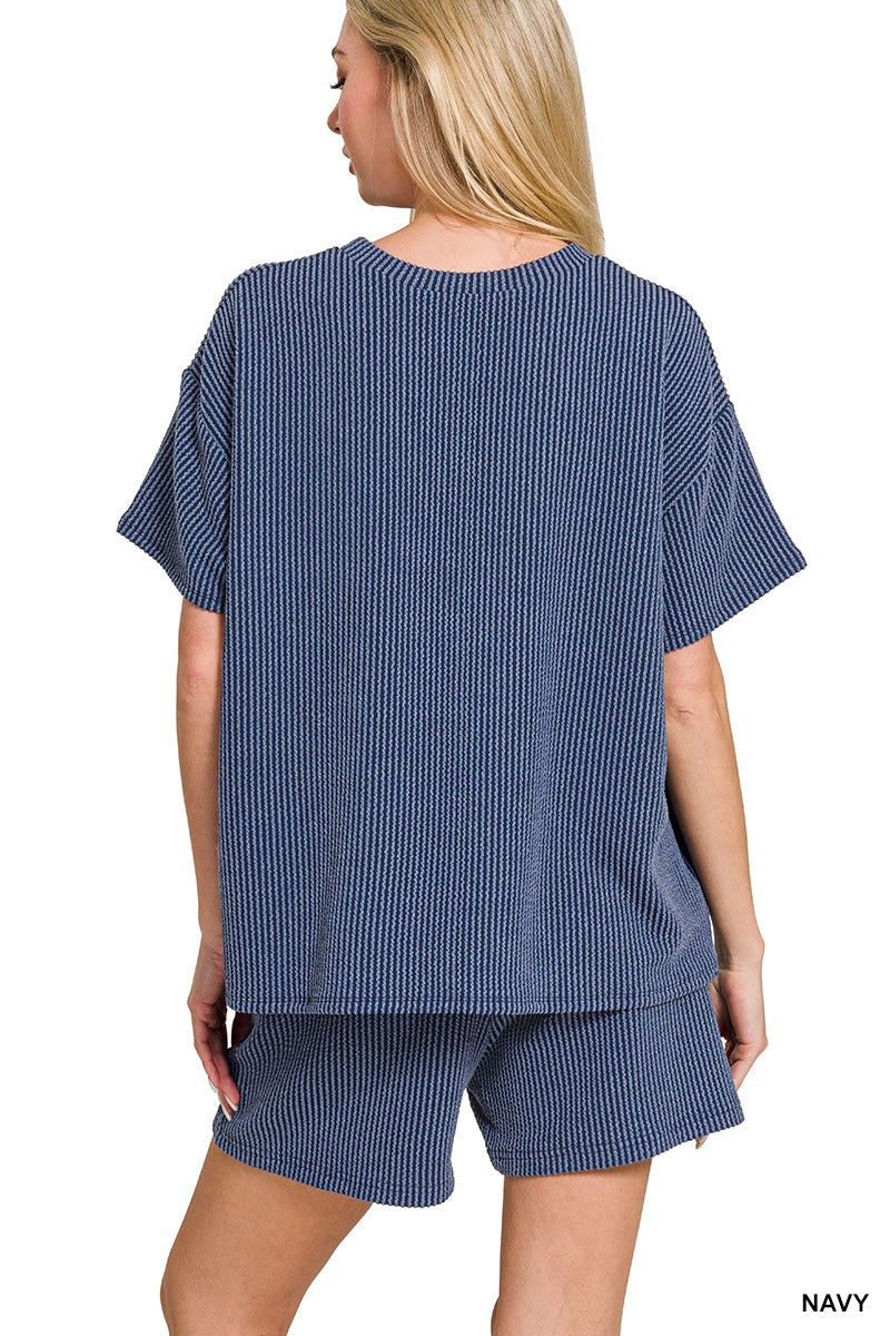 CORDED RIB SHORT SLEEVE TEE & SHORT PANTS SET