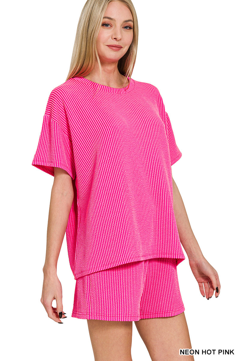 CORDED RIB SHORT SLEEVE TEE & SHORT PANTS SET