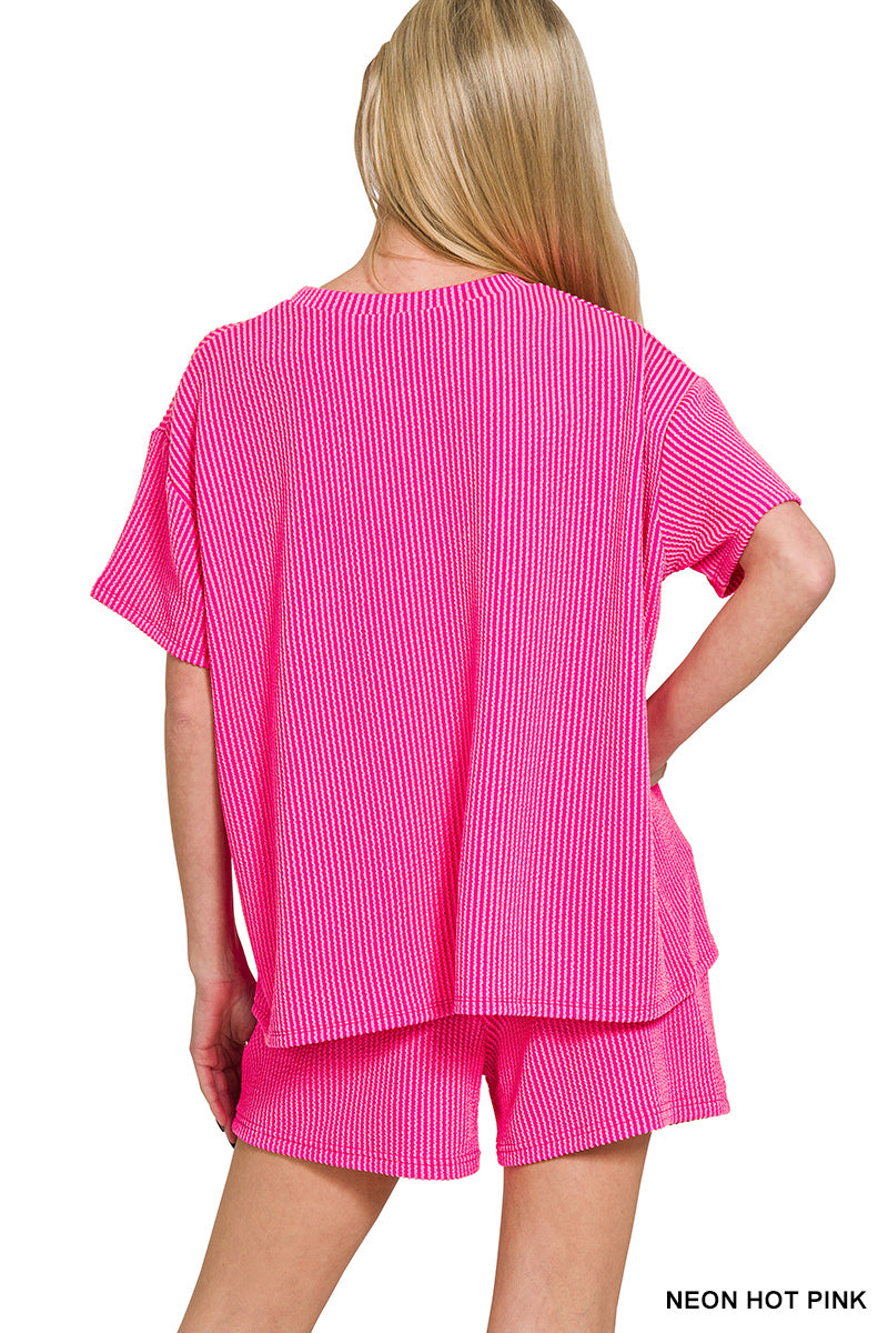 CORDED RIB SHORT SLEEVE TEE & SHORT PANTS SET