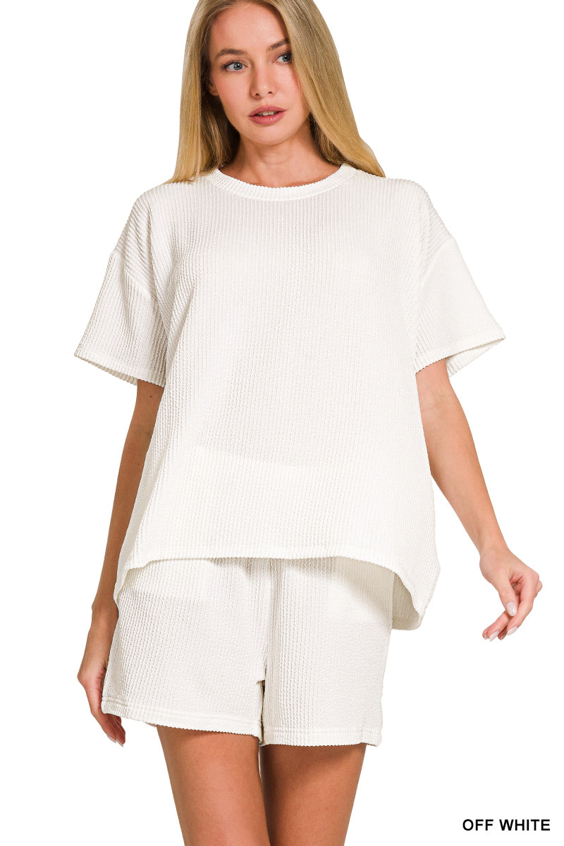 CORDED RIB SHORT SLEEVE TEE & SHORT PANTS SET