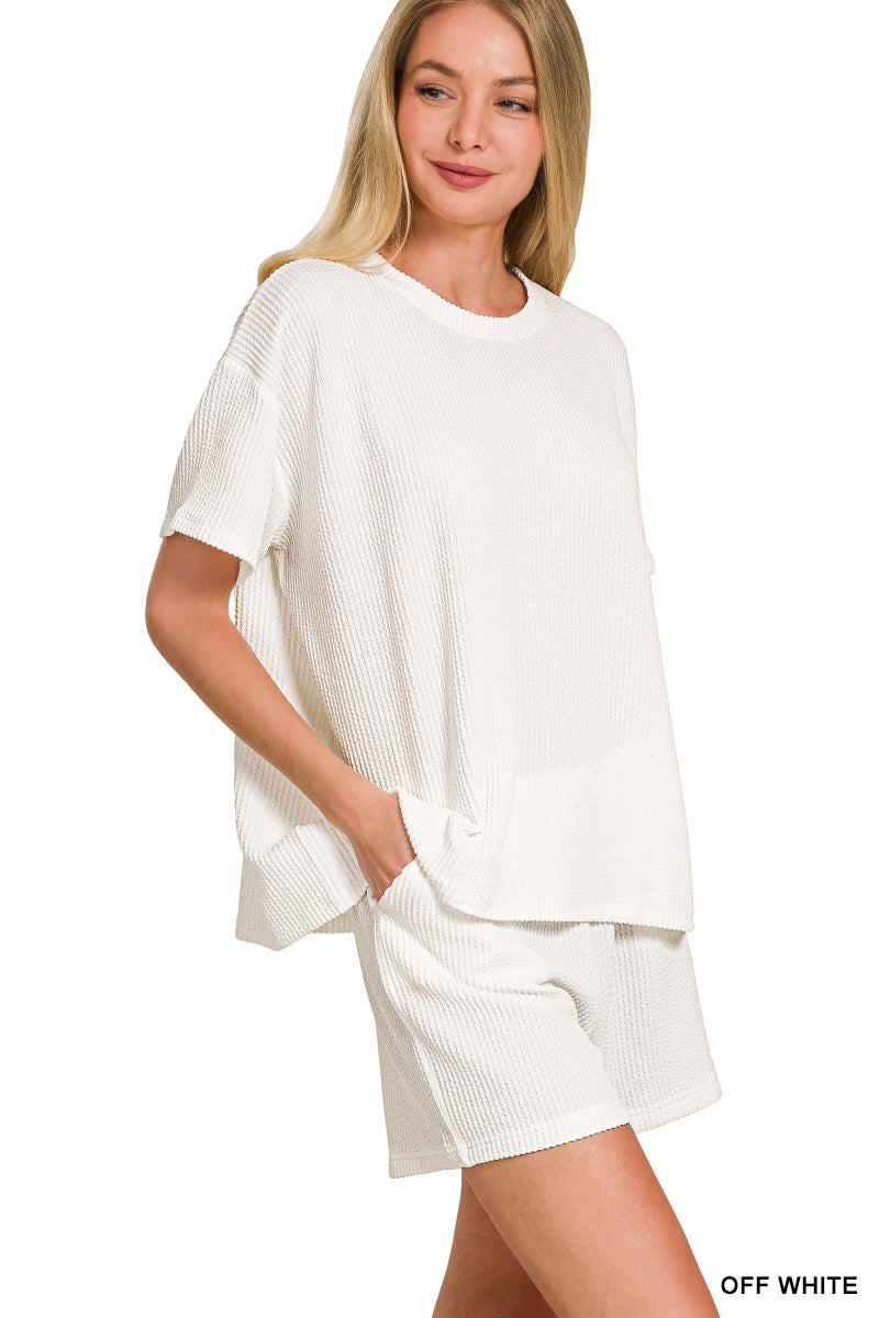 CORDED RIB SHORT SLEEVE TEE & SHORT PANTS SET