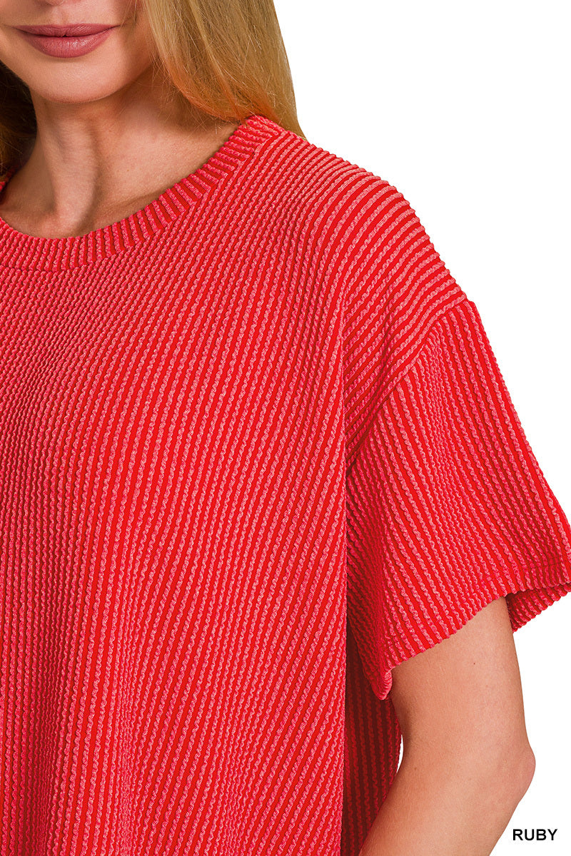 CORDED RIB SHORT SLEEVE TEE & SHORT PANTS SET