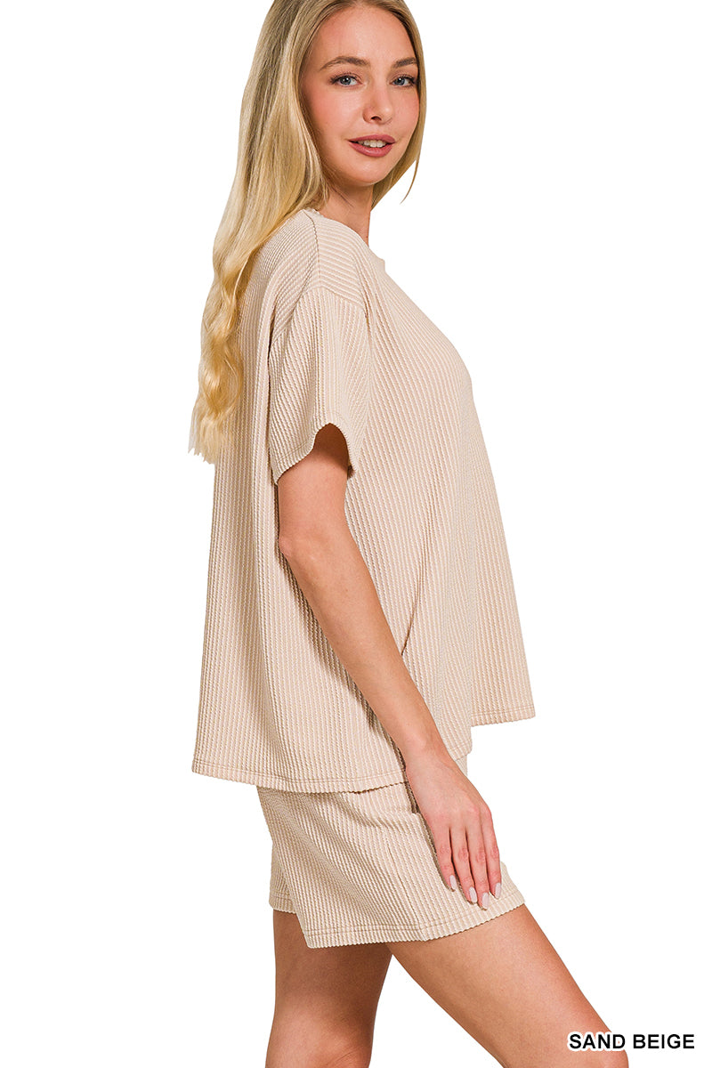 CORDED RIB SHORT SLEEVE TEE & SHORT PANTS SET
