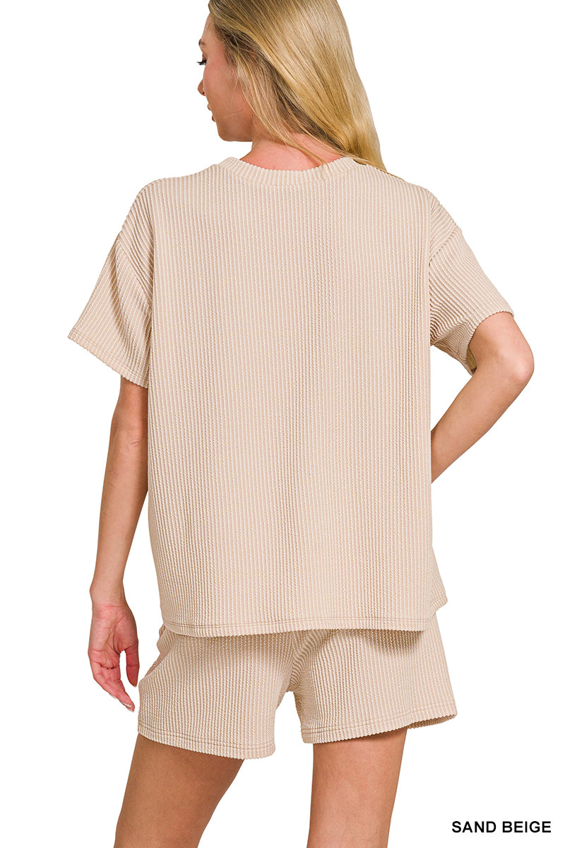 CORDED RIB SHORT SLEEVE TEE & SHORT PANTS SET