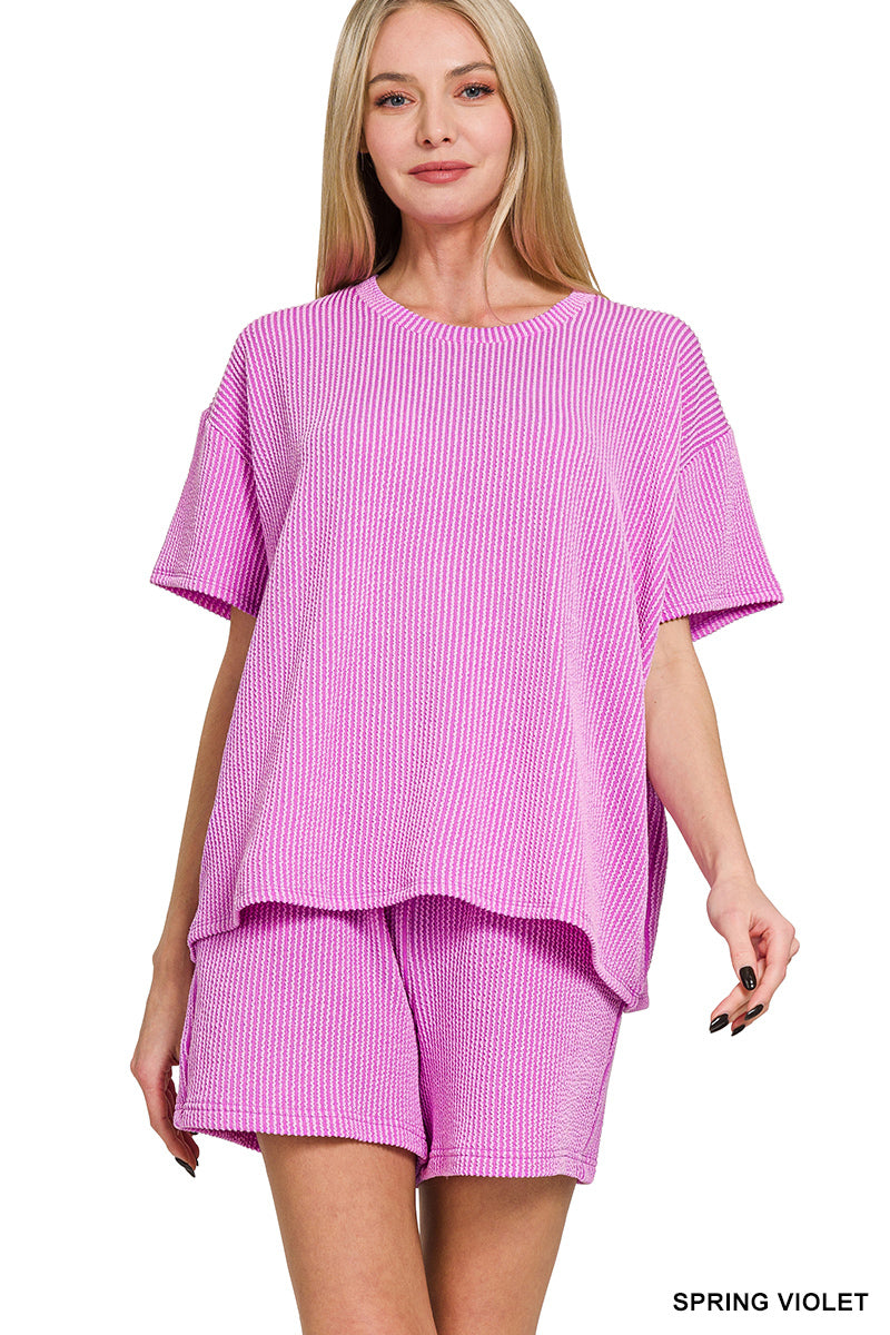 CORDED RIB SHORT SLEEVE TEE & SHORT PANTS SET