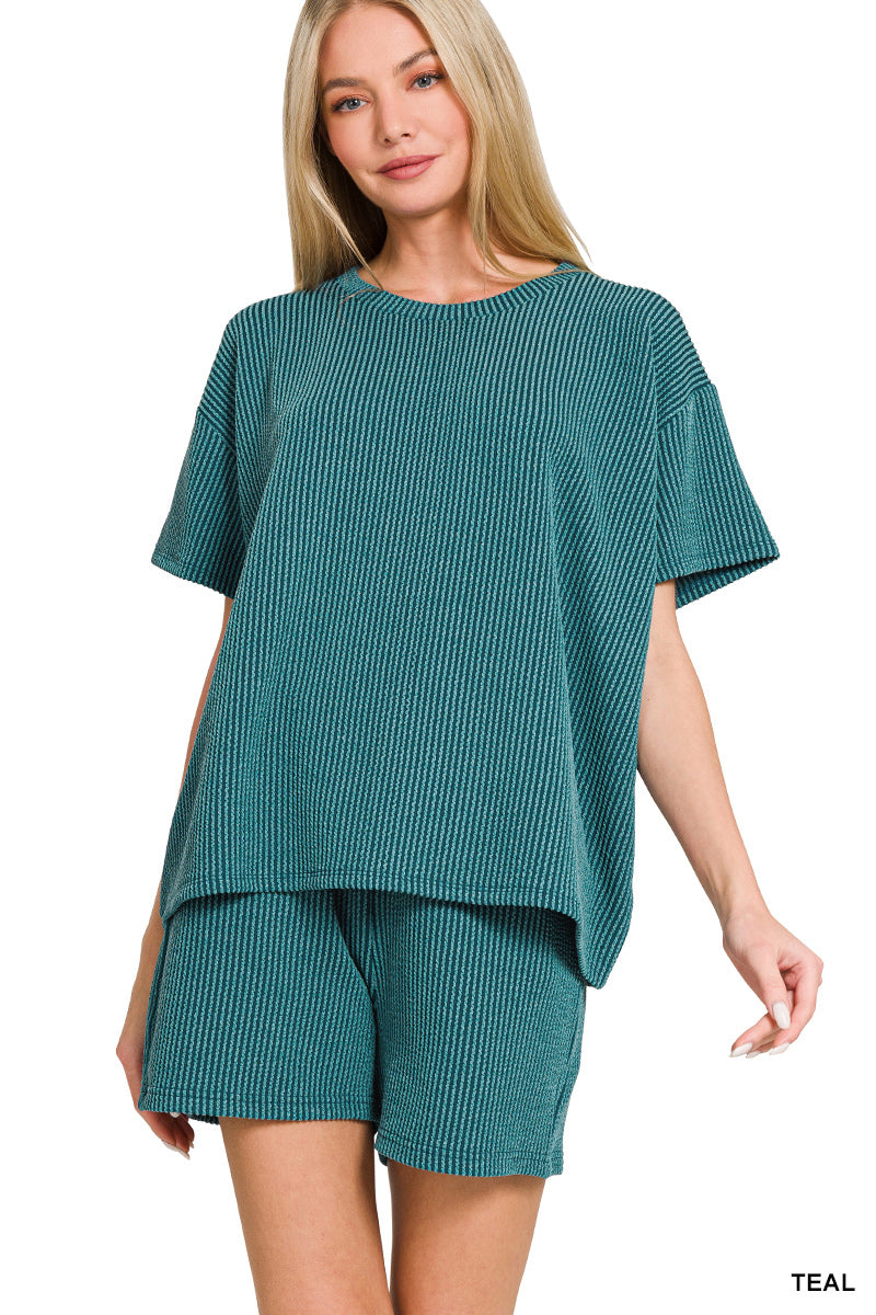 CORDED RIB SHORT SLEEVE TEE & SHORT PANTS SET