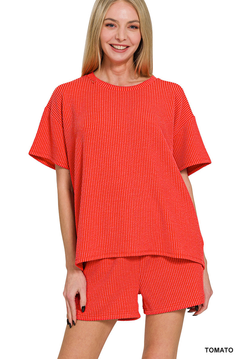 CORDED RIB SHORT SLEEVE TEE & SHORT PANTS SET
