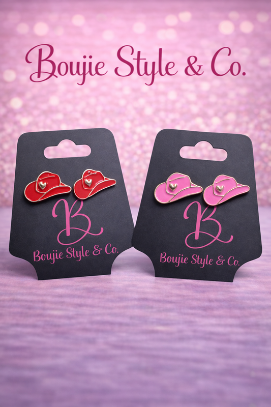 Rodeo Sweetheart Cowgirl Hat Stud Earrings