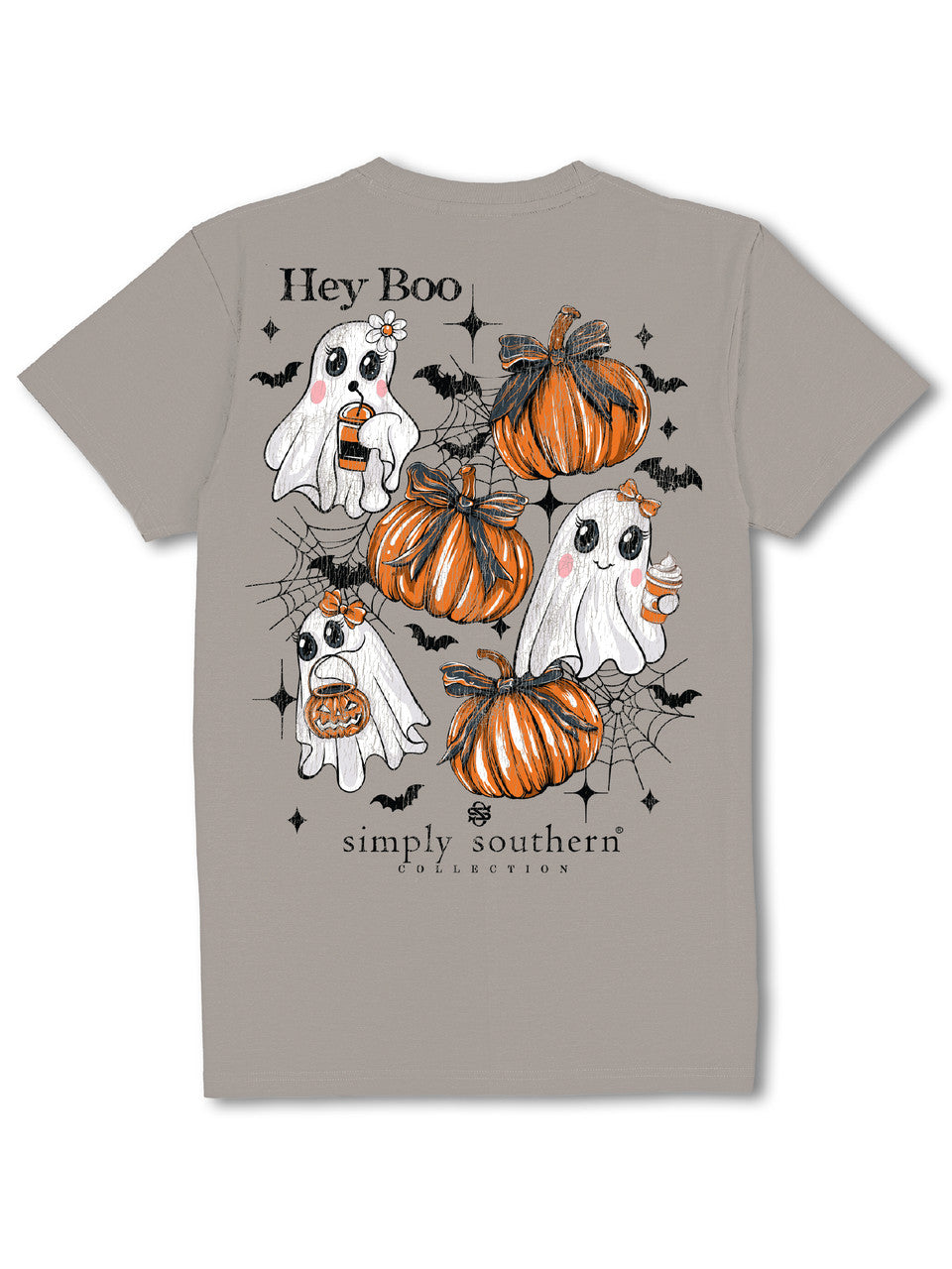 Short Sleeve "Hey Boo" Ghosts and Pumpkins T-Shirt