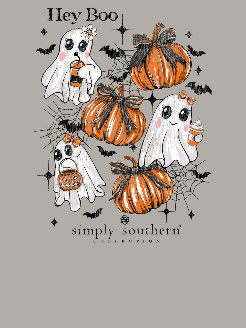 Short Sleeve "Hey Boo" Ghosts and Pumpkins T-Shirt