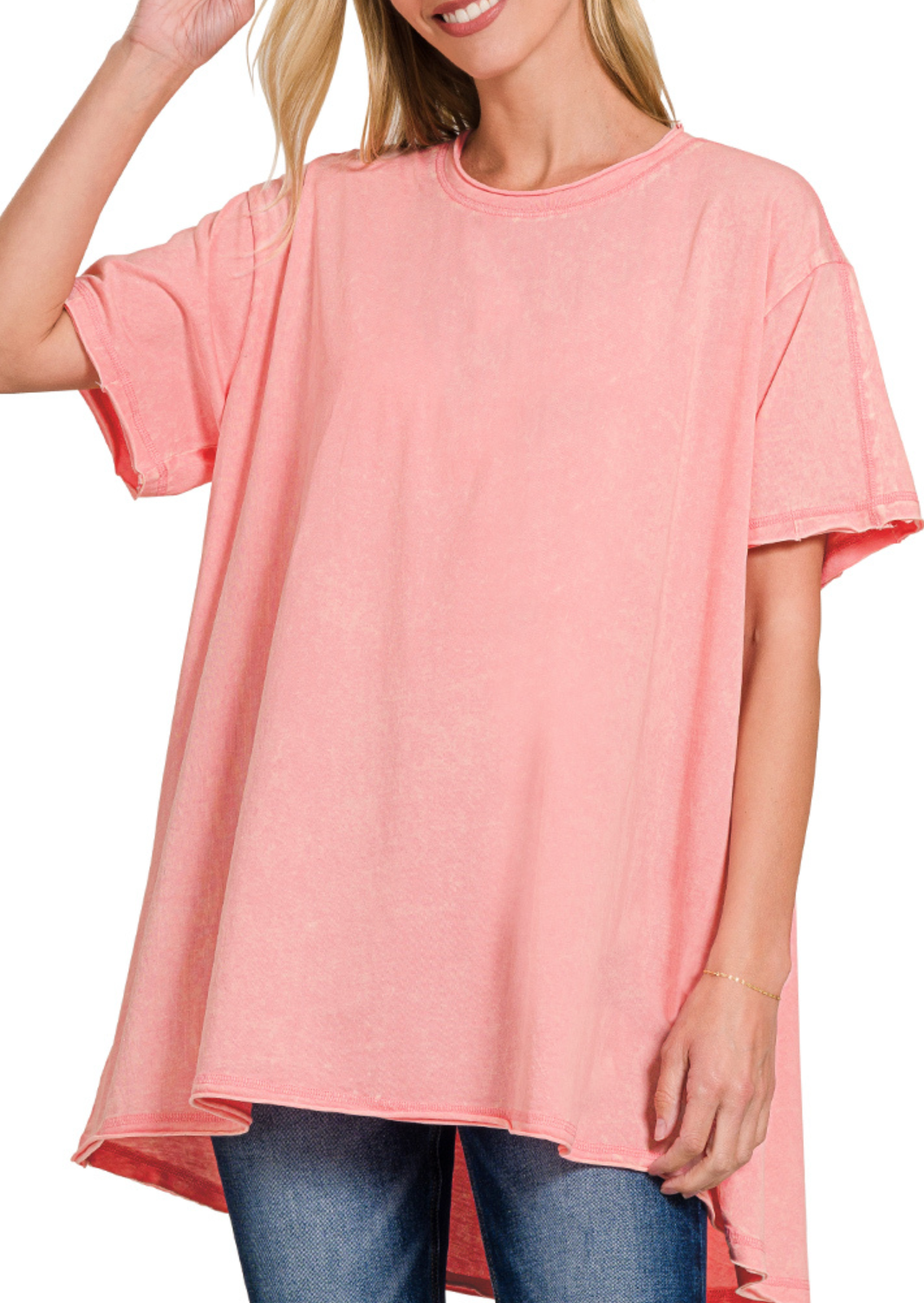 Crinkle wash drop shoulder oversized top
