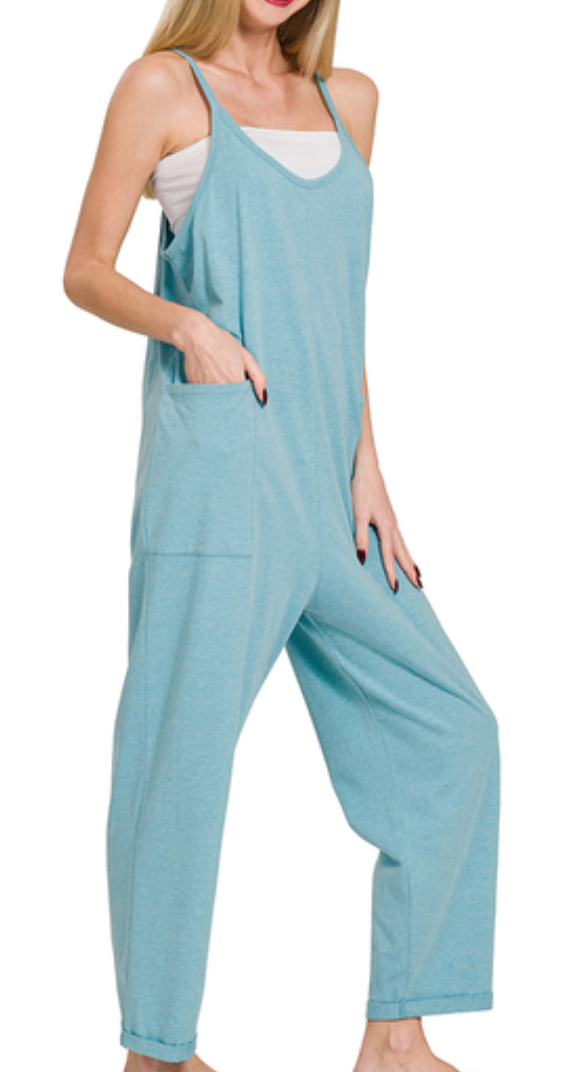 Spaghetti strap pocketed jumpsuit