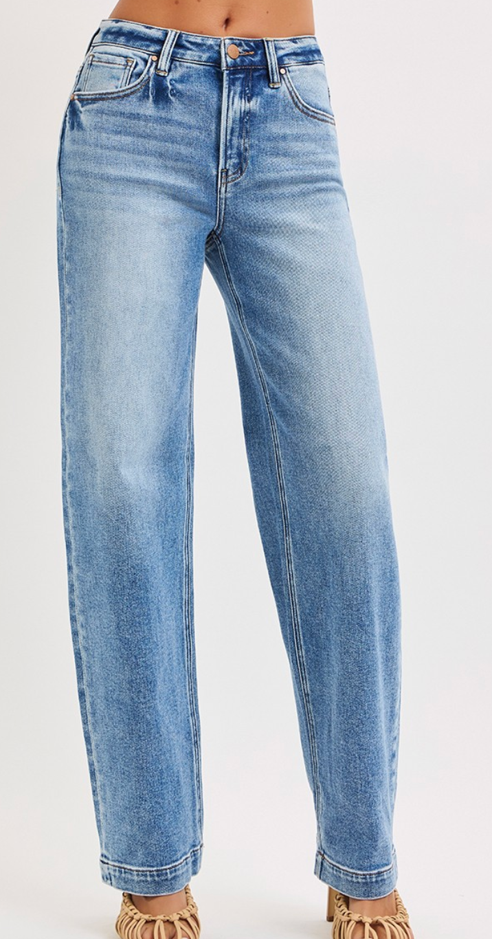Risen High Rise Wide Baggy Jeans