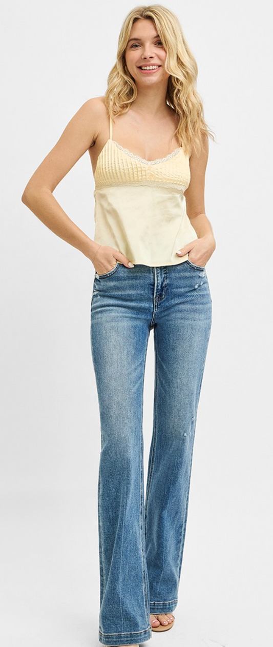 RISEN Tummy Control high rise straight legged Jeans