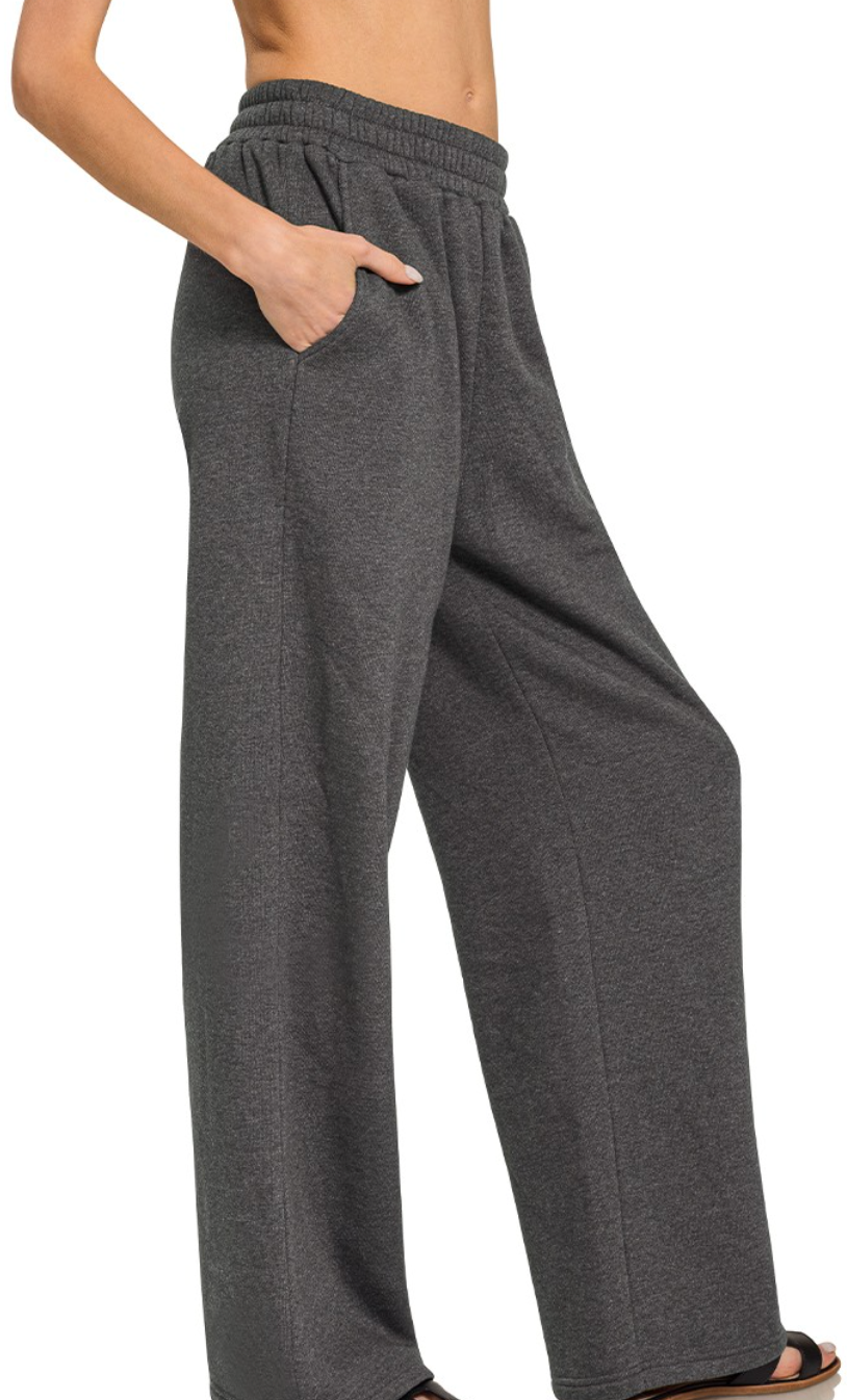 Fleece Straight Leg Pants with Pockets