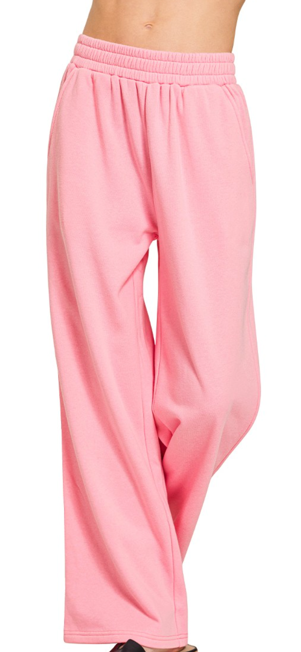 Fleece Straight Leg Pants with Pockets