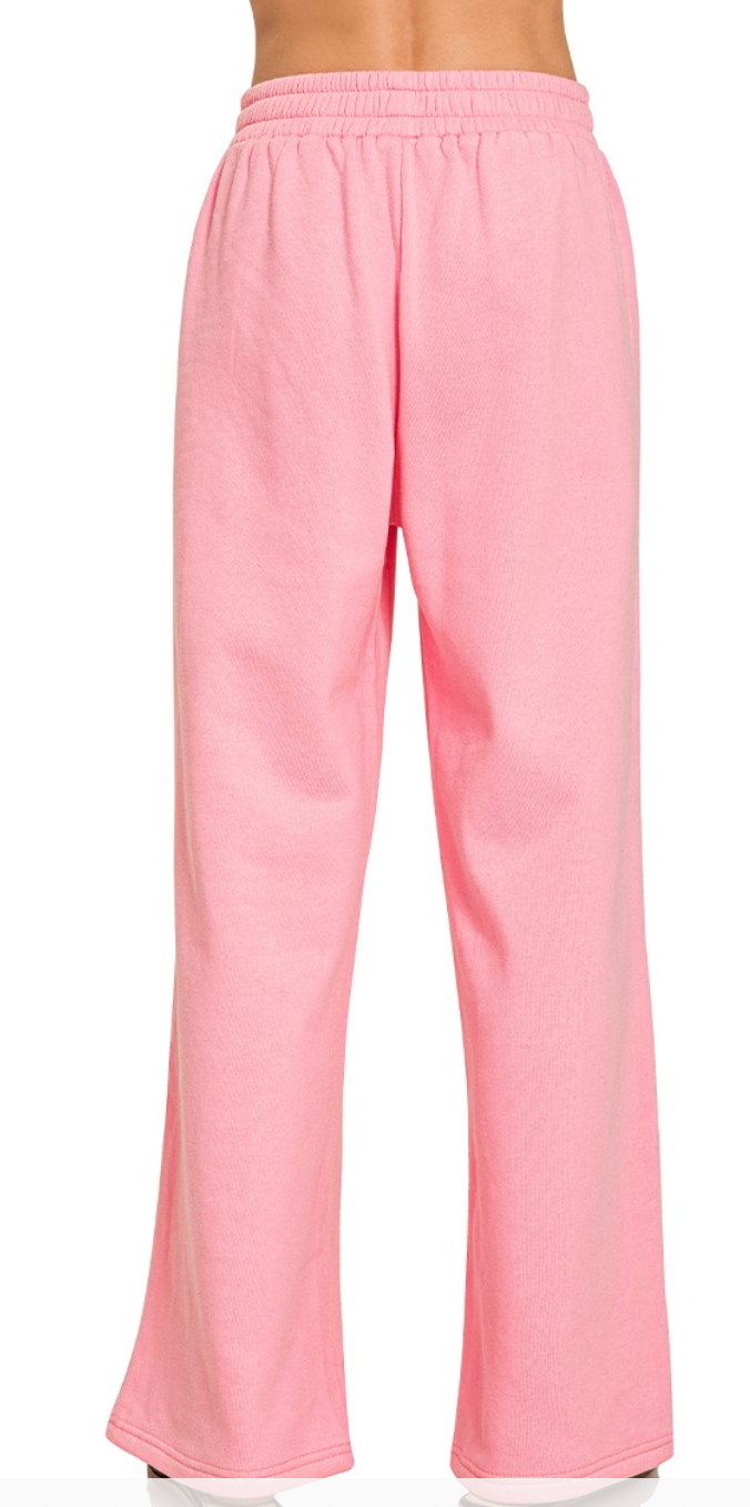 Fleece Straight Leg Pants with Pockets