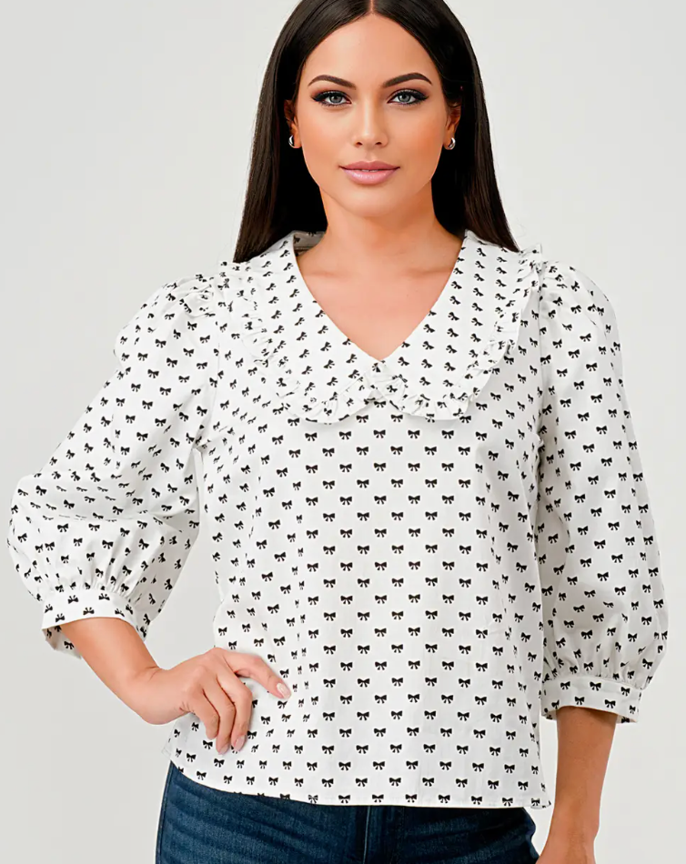 Judy Doll Collar Bow Top