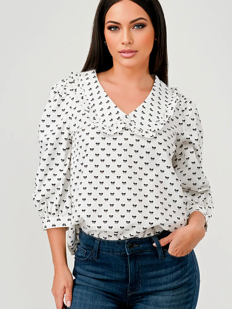 Judy Doll Collar Bow Top