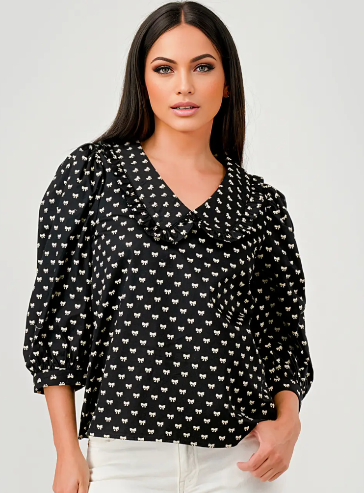 Judy Doll Collar Bow Top
