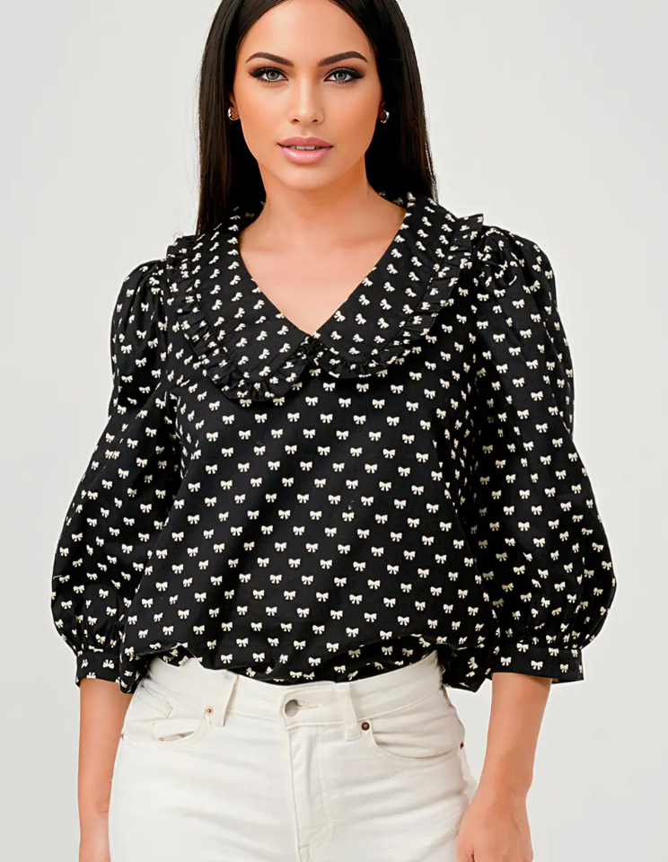 Judy Doll Collar Bow Top