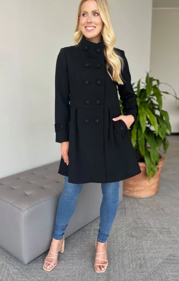 Carole Christian Black Signature Peacoat