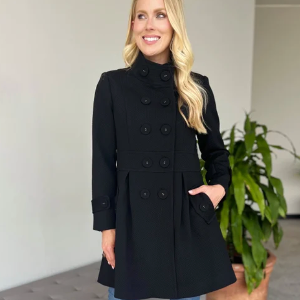Carole Christian Black Signature Peacoat