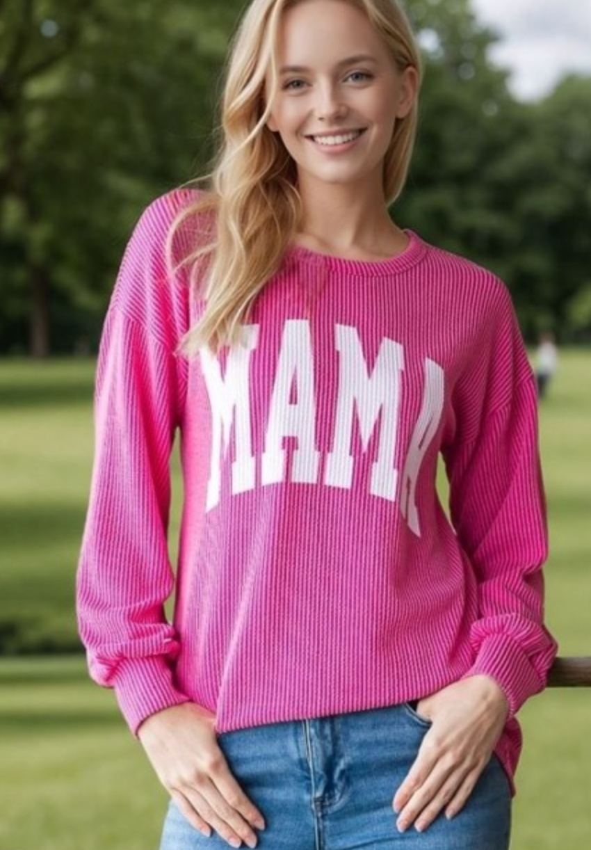 Mama Vibes Ribbed Pullover
