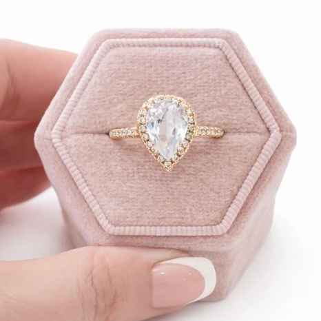 Everlasting Tear Drop Halo Ring