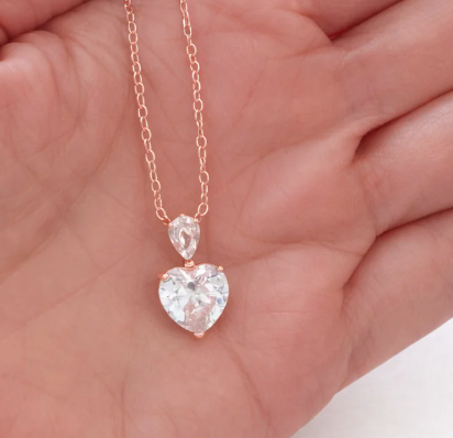 Boujie Double Heart Sparkle Necklace