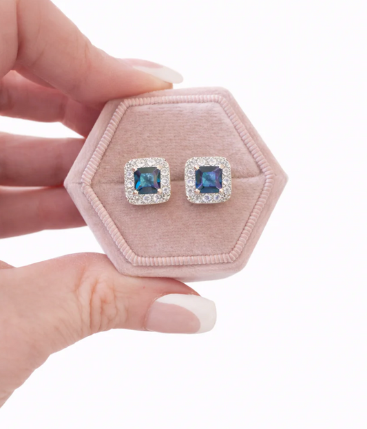 Mermaid Halo Sparkle Stud Earrings