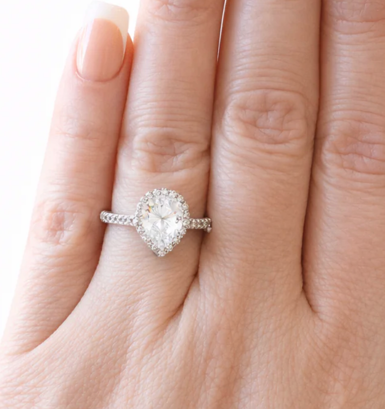 Everlasting Tear Drop Halo Ring