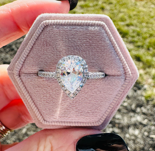Everlasting Tear Drop Halo Ring