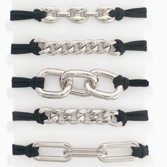Boujie Silver Link Luxe Hair Tie Bracelets