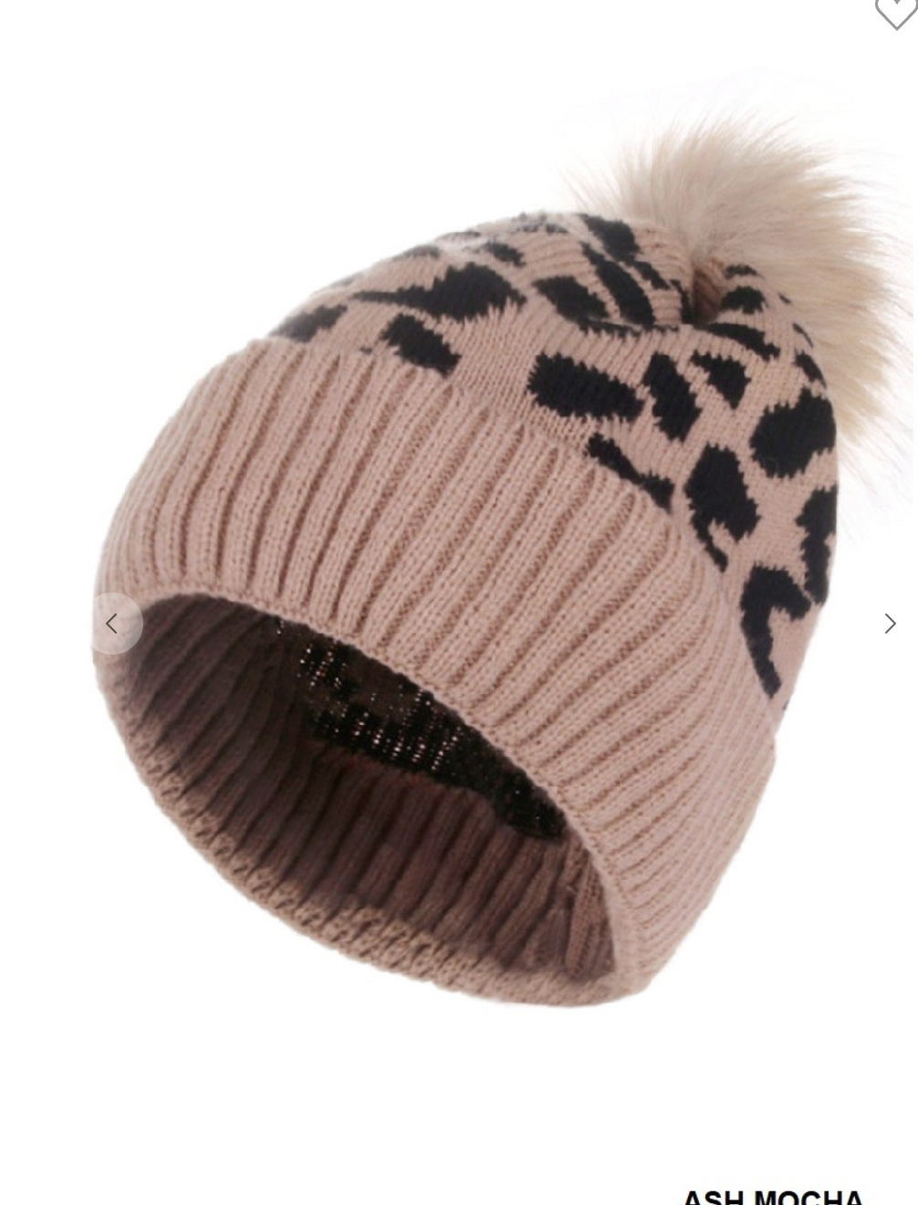 Leopard Pom Pom Beanie